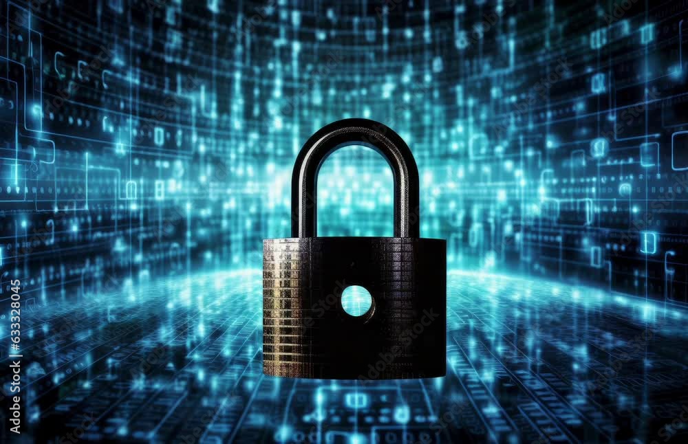 Aufkleber a padlock against a digital backdrop. generative ai