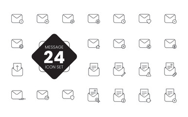 Flat line Set of Message Related Vector Line Icons. Contains such Icons as Conversation, SMS, messaging, Notification, Group Chat and more. Vector elements EPS10