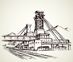 Plant at the mine. Vector drawing