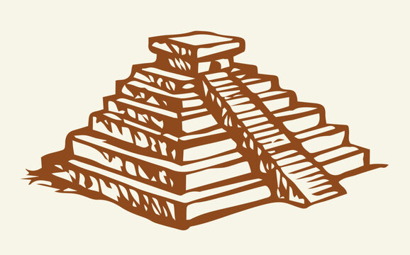 brown pyramid with stairs, ancient architecture clip art preview
