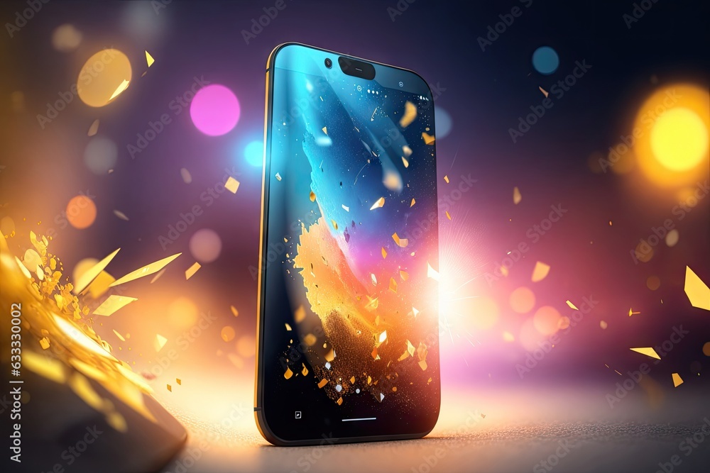 Aufkleber 3d mobile phone mockup with generative ai paint. ai generative