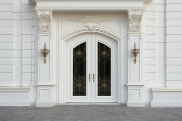 A design idea for a modern door in a luxury house with a modern design. Generative AI