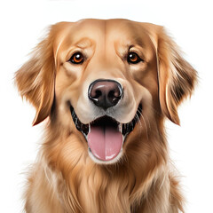 Portrait Golden Retriever. Red dog on a white background. Isolated photo of a dog.