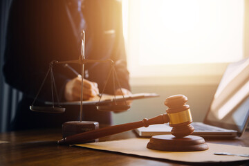 Businessman and Male lawyer or judge consult having team meeting with client, Law and Legal...