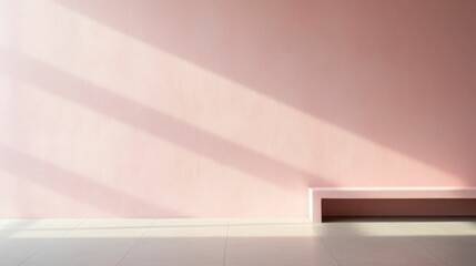 Obraz premium A simple empty wall in pastel pink with Light and shadow on the wall in random order Generative AI