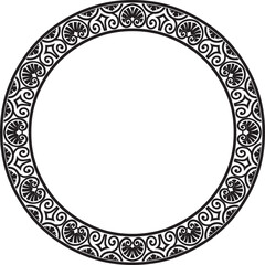 Vector monochrome black round classic renaissance ornament. Circle, ring european border, revival style frame..