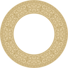 Vector gold round classic renaissance ornament. Circle, ring european border, revival style frame..
