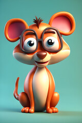 Naklejka premium 3d Illustration Funny Happy Sad Angry Animal Cartoon generator ai image 