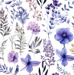 Fototapeta premium Elegant floral seamless watercolor pattern