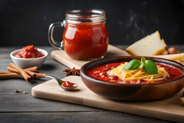 tomato sauce and basil generated by AI