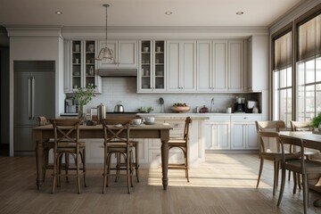 kitchen interior with Transitional interior design. Generative AI