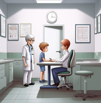 A child getting a checkup at the doctors office, medical stock images