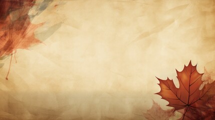 Maple leaf on the left banner on the autumn background. Generative AI