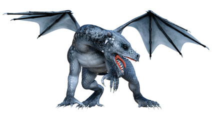 3D Rendering Fairy Tale Dragon on White