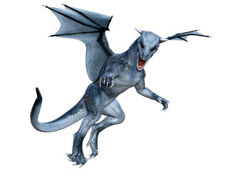3D Rendering Fairy Tale Dragon on White