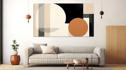 Interior with modern minimalist abstract composition abstract background.