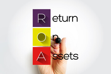 ROA - Return On Assets acronym, business concept background