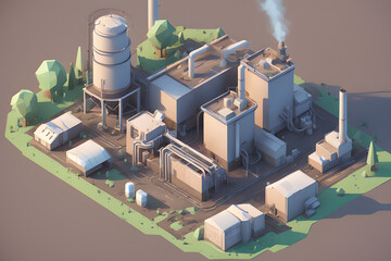 low-poly factory,Generative ai