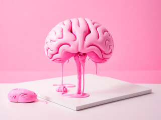 pink brain on a white background
