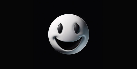 a weird white smiley face on a plain black emoji background. Generative Ai content