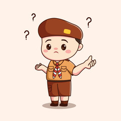 indonesian scout boy thumbs up good sign cute kawaii chibi character illustration