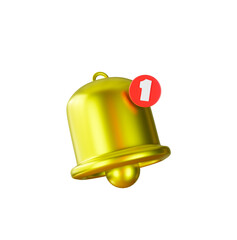 3d golden bell with notification icon