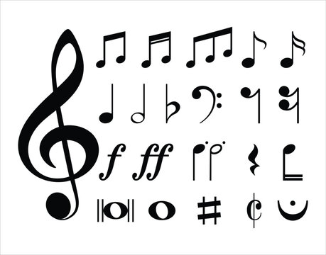 Musical symbols and stave. Collection of music note symbols. Collection of a musical notes. 