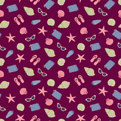 Seamless pattern with Sunscreens. Sunlight safety, sun rays safety.