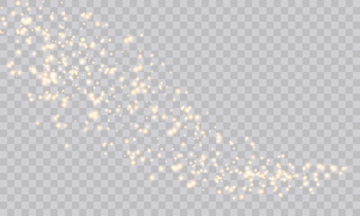 Shimmering Dust. Bokeh Lights. Festive Designs.White png dust light. Bokeh light lights effect background. Christmas background of shining dust. Christmas glowing light confetti and spark overlay