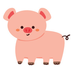 hand drawing cartoon pig. cute animal doodle
