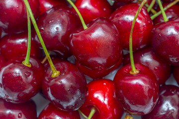 Ripe red cherry close-up shot