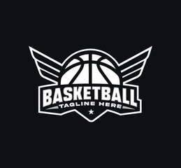 Basketball logo, emblem, designs with ball. Sport badge vector illustration