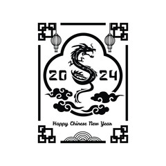Black chinese 2024 year of the dragon design