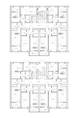 Multistory building floor plan layout, vector blueprint	

