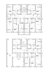 Multistory building floor plan layout, vector blueprint	
