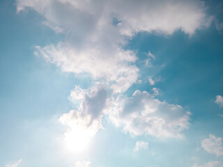 background of soft white clouds with blue sky in spring. heaven life. such as calm and relaxation. focus on clouds