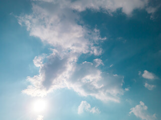 background of soft white clouds with blue sky in spring. heaven life. such as calm and relaxation. focus on clouds