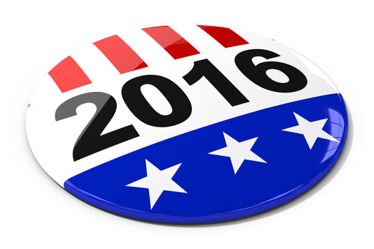 Naklejka Digital png photo of badge with flag of usa and number 2016 on transparent background