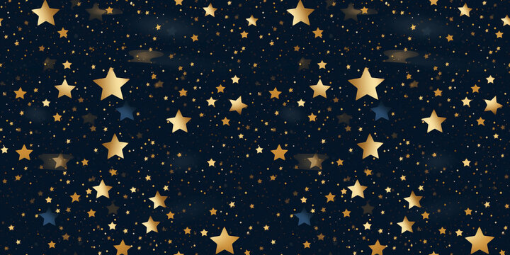 Twinkling stars seamless christmas pattern background. Winter holiday season patterned wallpaper in the festive period.