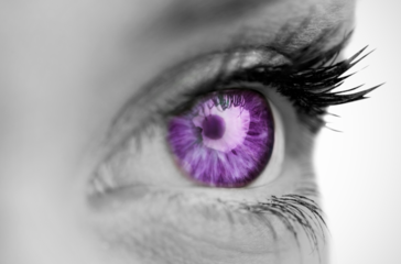 Digital png illustration of purple eye of caucasian woman on transparent background