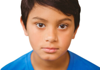 Digital png photo of biracial schoolboy on transparent background