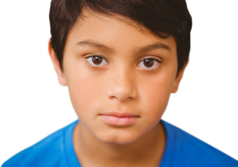 Digital png photo of biracial schoolboy on transparent background