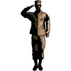Digital png illustration of soldier saluting on transparent background