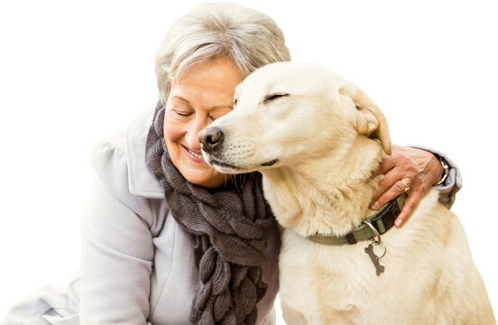 Digital png photo of caucasian woman with dog on transparent background