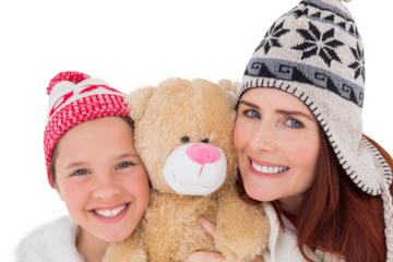 Digital png photo of caucasian mother and daughter on transparent background