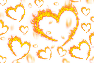 Digital png illustration of burning hearts on transparent background