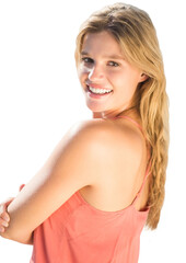Obraz premium Digital png photo of caucasian woman on transparent background
