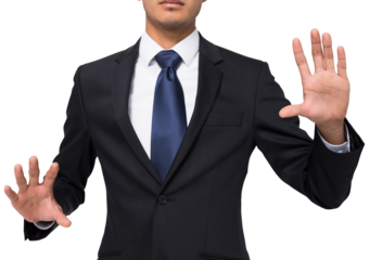 Digital png photo of biracial businessman on transparent background
