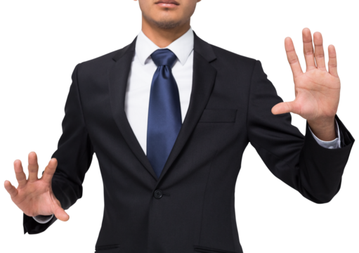 Digital png photo of biracial businessman on transparent background