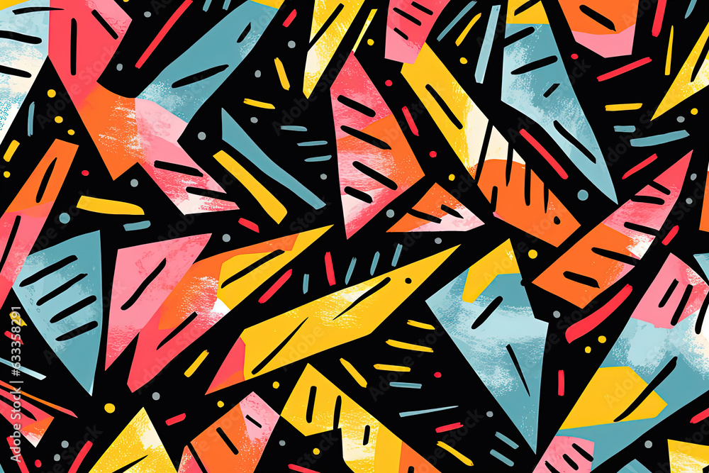 Poster abstract black strokes, hand sketched vector pattern. retro abstract pattern in geometric style. abs